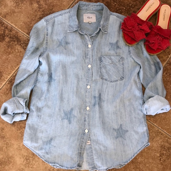 Rails Tops - Rails Vintage Chambray Denim Shirt with Stars